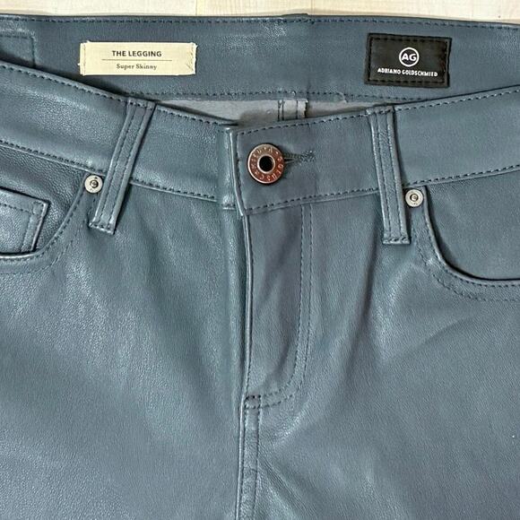 AG Adriano Goldschmied 100% Leather Legging Women’s Sz 28 Super Skinny Blue Gray - Picture 10 of 10